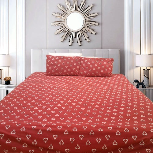 Love hearts red bedsheet